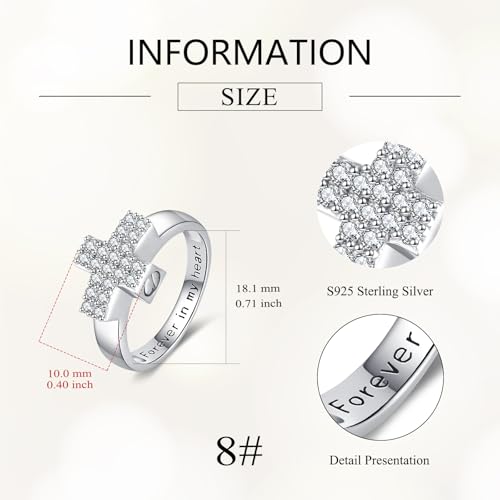 Urn Ring for Ashes Sterling Silver Urn Ring Keepsake Memorial Jewelry Gifts for Women - color: cross