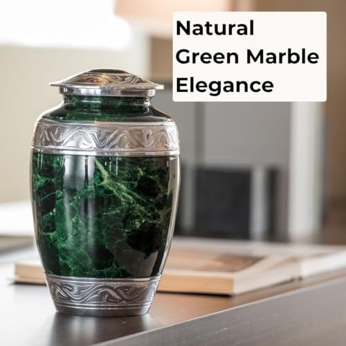 GR8 Keepsakes Green Marble-Finish Cremation Urn for Human Ashes Adult - color: Green