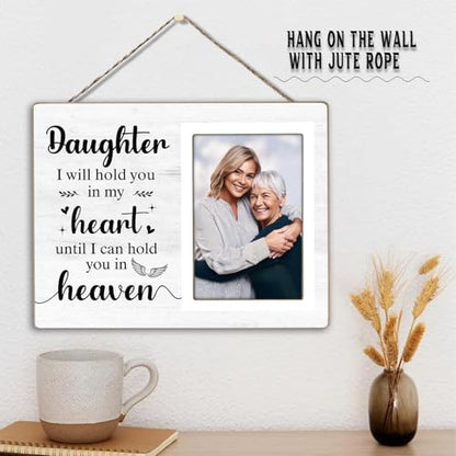 Memorial Photo Frame, Sympathy Gifts for Loss of Daughter, in My Heart, in Loving Memory Wooden Picture Frame,Passed Away Condolence Gifts for Loss of Daughter (White-Daughter 4 x 6 Photo)