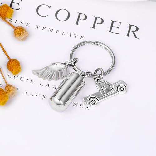Gredstar Cremation Urn Keychain for Ashes, Cylinder Memorial Keepsake - color: Silver