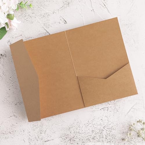 20 PCS Kraft Tri-fold Laser Cut Wedding Invitation Pockets for 5x7 Wedding Cards Bridal Shower Engagement Quinceanera Invite - color: Karft