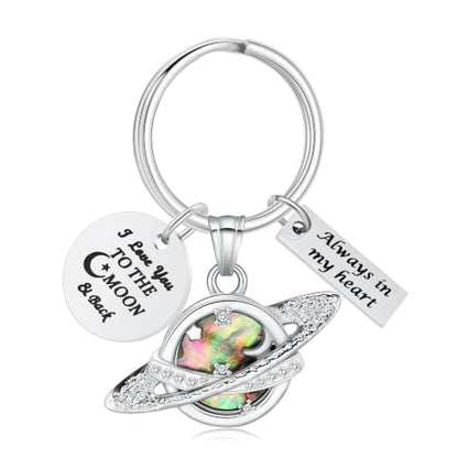 Imrsanl Saturn Urn Necklace Cremation Jewelry for Women Men - color: Keychain-Silver