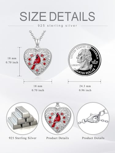Dorunmo Personalized Locket Necklace 925 Sterling Silver that Holds Pictures Butterfly Birthstone Photo Heart Locket Custom Jewelry Congratulations New Beginnings New Job Gifts for Women - color: Cardinal, style: Only Locket