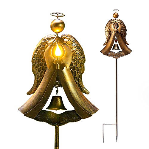 Homight Solar Metal Angel Stake Grave Decorations for Cemetery Perfect as Angel Remembrance & Sympathy cemetary Grave Decorations Gifts for Pets and Lost Love Ones (Angel Stake)