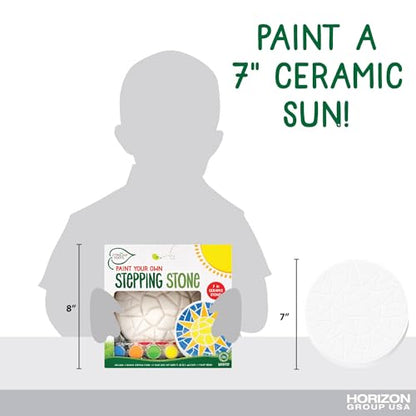 Creative Roots Mosaic Sun Stepping Stone Kit, Includes 7-Inch Ceramic Stepping Stone & 6 Vibrant Paints, DIY Garden Stone for Kids Ages 6+ - style: Sun