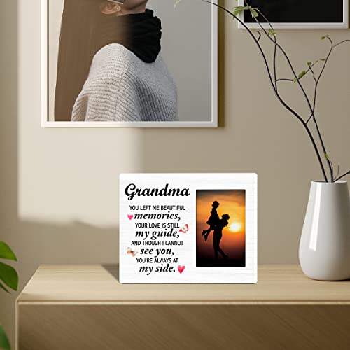 Zauly Memorial Wooden Picture Frame Gift for Loss of Grandma, in Memory of Grandma Wood Photo Frame Sympathy Bereavement Gifts, Tabletop & Wall Mounting, 4x6 Inch Photo