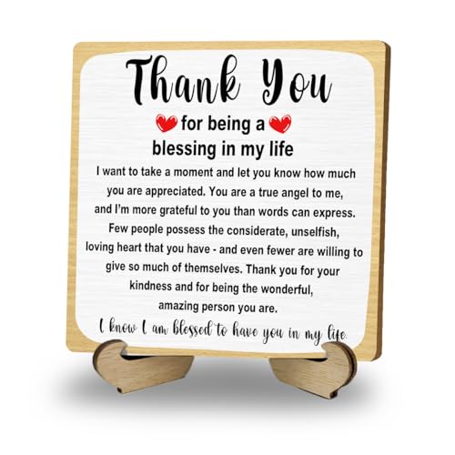 Thank You for Being A Blessing in My Life Wooden Plaque with Wood Stand - color: Thank You Gift