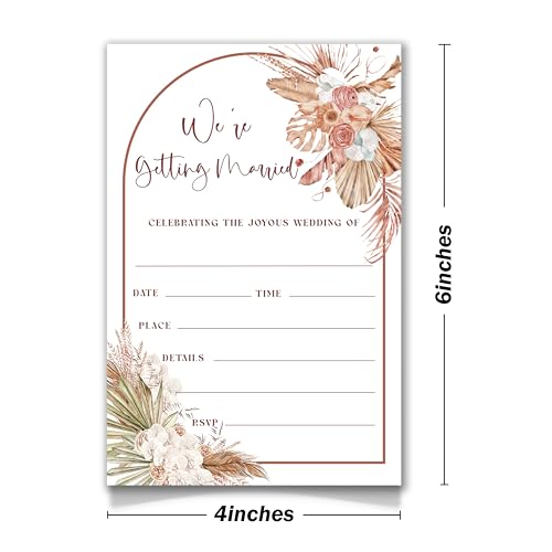 Floral Wedding Invitations, Boho Wedding Stationery for Celebration | Boho floral wedding invitations with botanical artwork and soft neutral tones for elegant wedding celebrations.