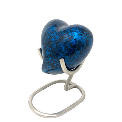Memorials4u Forest Blue Cremation Urn for Human Ashes - Handcrafted Funeral Urn - Affordable Urn for Ashes (Heart) - size: Heart