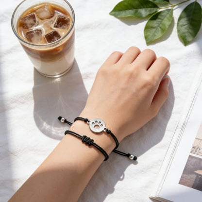 2pcs Commemorative Bracelets,Sympathetic Paw Print Friendship,Commemorative Gift for Cat and Dog Lovers