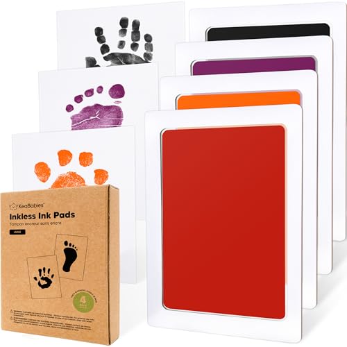 4pk Inkless Baby Hand and Footprint Kit, Mess Free Ink Pads (Halloween, L) - color: Halloween, size: 4-Pack, Large 3.1” x 4.9”