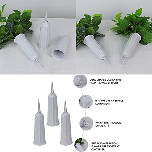 TAQ Cemetery Vases with Spikes 12 Pcs Grave Decorations for Flowers Plastic Vase Flower Headstones Holder Cemetery, White - size: Large