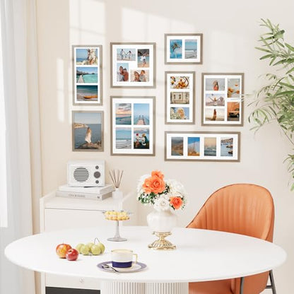 Vittanly 8x16 Collage Picture Frame, Displays 3Pcs 5x7 Photos, Light Taupe - color: Light Taupe, size: 8x16