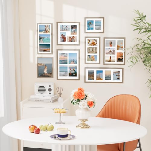 Vittanly 8.5x11 Collage Picture Frame, Displays 2Pcs 5x7 Photos - color: Light Taupe, size: 8.5x11