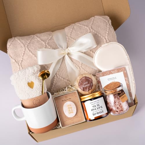 Get Well Soon Gift Baskets for Women, Get Well Gifts for Mom Self Care Package After Surgery Recovery Sympathy Gifts for Loss of Loved One, Thinking of You Feel Better Gift for Women Friend - color: Champagne