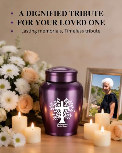 Cremation Urns for Human Ashes Adult - Female Man Women Male | Burial Funeral Keepsake Urn Large up to 180 lbs - color: Purple