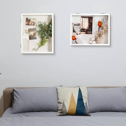 Muzilife 16x20 Shadow Box Wood Picture Frame, 2.16 Deep, Real Glass, White - color: White, size: 16x20