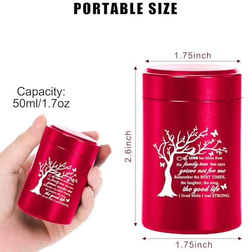 Small Mini Urns for Human Ashes Keepsake Tree of Life Sharing Urns for Female Male, Heart Cremation Jewelry Urn Necklaces for Ashes for Women Men, Red