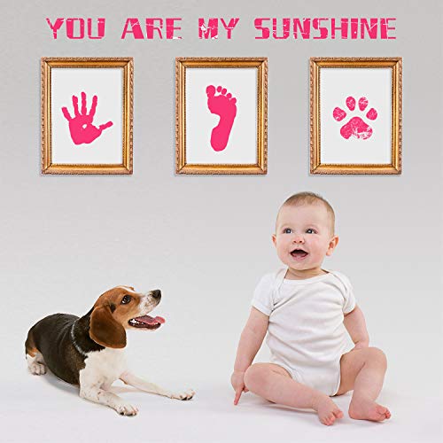 Ink Pad, 5x4'' Washable Non-Toxic Ink Stamp Pad for Baby Footprint Handprint, Pink - color: Pink