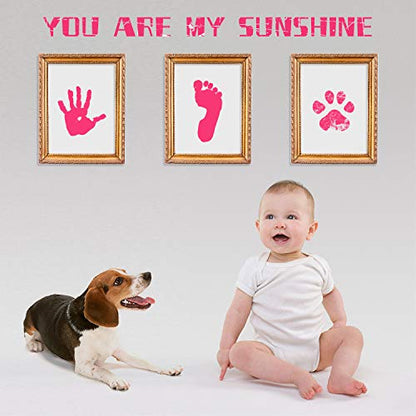 Ink Pad, 5x4'' Washable Non-Toxic Ink Stamp Pad for Baby Footprint Handprint, Pink - color: Pink