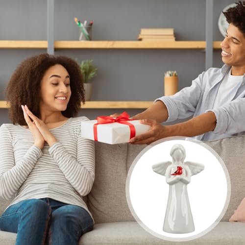 Riakrum Ceramic Cardinal Guardian Angel Night Light Figurine | Willow Messenger LED Ceramic with Wings Faith Decor for Sympathy Gifts, with Lighting Gift for Birthday - style: Cardinal