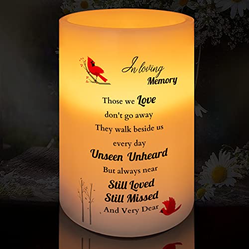 Memorial Gifts Flameless Cardinal Candle, Real Wax LED Light with Timer Sympathy Gift for Loss of Loved One Memorial Gifts for Loss of Mother Father Bereavement Gifts Remembrance Gifts (6" x 4") - color: Those We Love Don’t Go Away