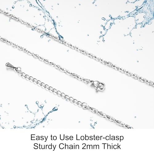 Abooxiu Replacement for Urn Cremation Jewelry Stainless Steel Link Chain Necklace for Men Women Silver