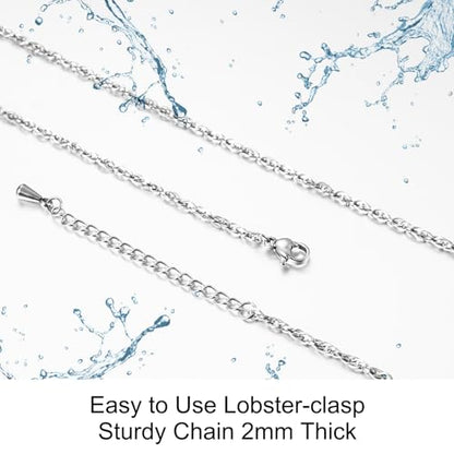 Abooxiu Replacement for Urn Cremation Jewelry Stainless Steel Link Chain Necklace for Men Women Silver