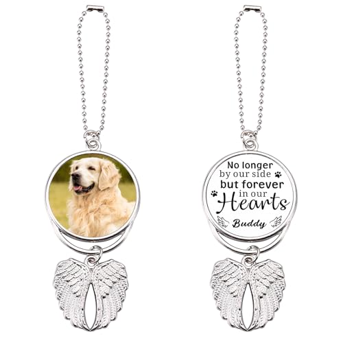 Personalized Pet Memorial Custom Car Hanging Pendant Accessories with Name Photo Custom Car Charms for Rear View Mirror Pet Memorial Gifts Loss Sympathy Remembrance Gifts for Loss of Dog Cat (Style-1) - color: Style-1