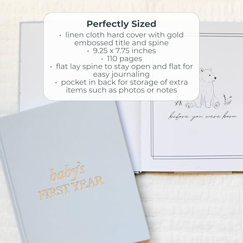 Duncan & Stone Baby Book First Year Memory Keepsake, Linen, Sky Blue - color: Sky Blue
