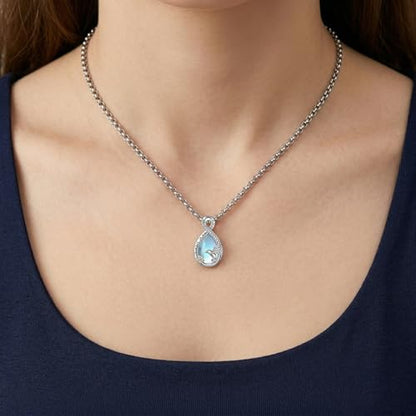 Urn Necklace for Ashes Blue opal Cremation Necklace Keepsake Memory Jewelry for Ashes of Loved Ones Keepsake - style: Hummingbird Moonstone