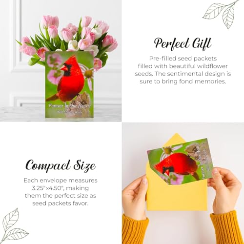 25 Wildflower Seed Packets - Celebration of Life Decorations - Funeral Favors - Memorial - Wild Flower Seeds Throw and Grow Perennial & Annual Mix to Attract Pollinators Bees and Butterflies Non-GMO