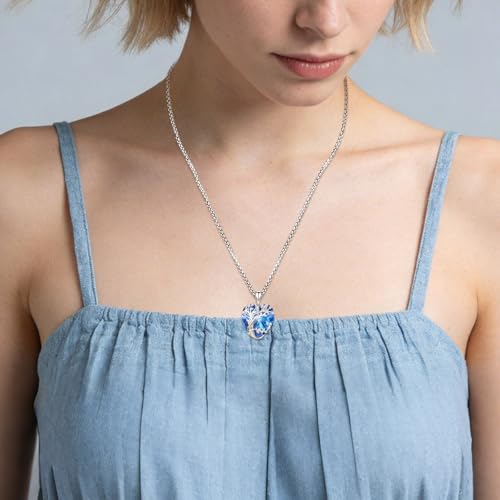 Eusense Tree of Life Necklace for Women Men Sterling Silver 925 Tree Urn Locket Cremation Jewelry Family Tree Pendant Gifts for Her Him Mom Dad Grandma Daughter - style: E-G-Tree of Life Necklace 09-Sapphire