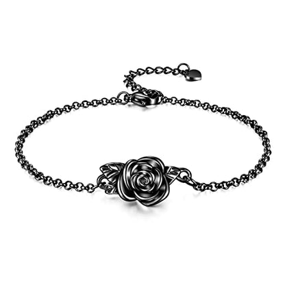 XIUDA Urn Bracelet for Ashes Rose Cremation Bracelet Ashes Holder Bangle Link Chain Ashes Bracelet for Women - style: Black
