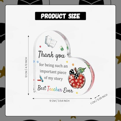 Smile Teacher Appreciation Gifts Acrylic Decor Heart-Shaped, Thank You Teacher, End Of Year Teacher Retirement Gift, Keepsake & Paperweight - style: Thank You Teacher