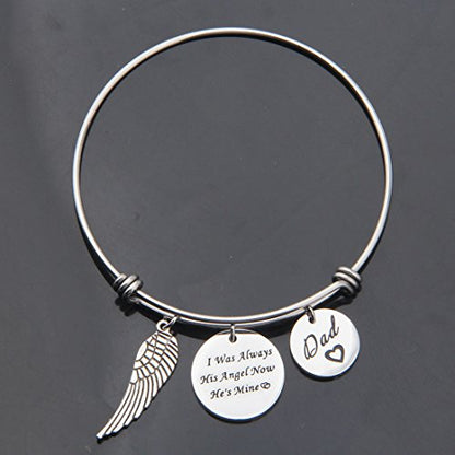 WUSUANED Memorial Jewelry I Used to Be His/Her Angel Bracelet in Memory of Loved One Dad Mom Sympathy Gift - color: In memory of dad bracelet