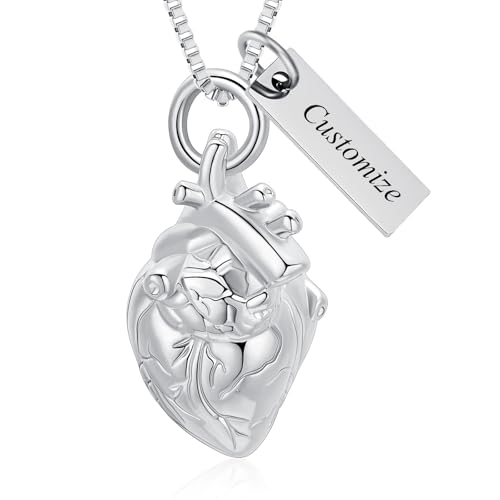 XSMZB Heart Cremation Jewelry Ashes Pendant for Human Pet Funeral Urn Necklace for Ashes Women Men Memorial Urn Jewelry - color: Customize