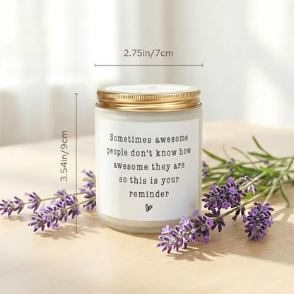 Gifts for Women Men, Inspirational Thank You Gifts Candle 7Oz | Friendship, Thank You Gift, Birthday Gift for Woman Man Friend Teacher Mom Girlfriend Sister, You Are Awesome Candle Lavender - color: Awesome Reminder Candle