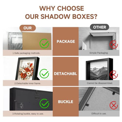 4 Pack 3D Shadow Box Frame Display Case Set for 4x6/8x10/11x14/12x16 Photos - size: 4 Pack