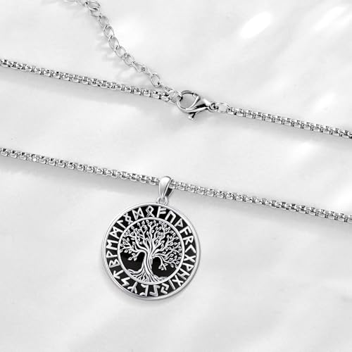 Sterling Silver Tree of Life Necklace for Women Oval Family Tree Necklace Abalone Shell Moonstone Pendant Mother Day Necklace for Mom Tree of Life Jewelry - style: Tree of Life- Obsidian(Round）