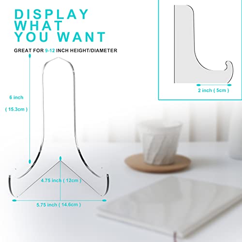 Boloyo 60-Degree Angle Acrylic Plate Display Stand , 6 Inch 2PC Clear Acrylic Display Holder Easel Base for Home Office Kitchen School Art Display - color: 60-Degree Angle, size: 6 inch(2PC)