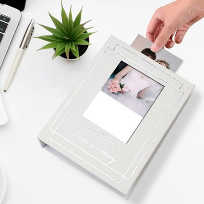 Photo Album 4x6 50 Photos Leather Cover Wedding Photo Albums Extra Large Capacity Picture Book with Beautiful Prints Presents for Wedding Baby Vacation White - color: White, size: 50 Pockets
