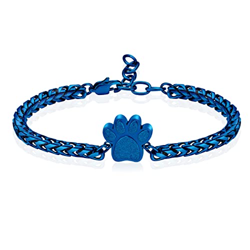 Urn for Ashes Bracelet, Dog/Cat Paw Print Bracelets Cremation Jewelry for Ashes Cute Animals Adjustable Memorial Keepsake Cremation Bracelets Jewelry Gifts for Women - color: Blue