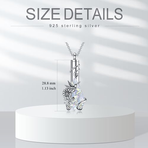 PELOVNY Urn Necklace for Ashes 925 Sterling Silver Butterfly Dragonfly Bee Phoenix Hummingbird Urn Necklaces Animal Crystal Cremation Jewelry for Ashes Cat Dog Pet Memorial Gifts - color: 18-Hummingbird Urn A