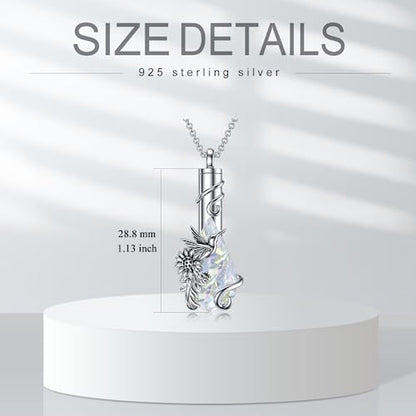 PELOVNY Urn Necklace for Ashes 925 Sterling Silver Butterfly Dragonfly Bee Phoenix Hummingbird Urn Necklaces Animal Crystal Cremation Jewelry for Ashes Cat Dog Pet Memorial Gifts - color: 18-Hummingbird Urn A
