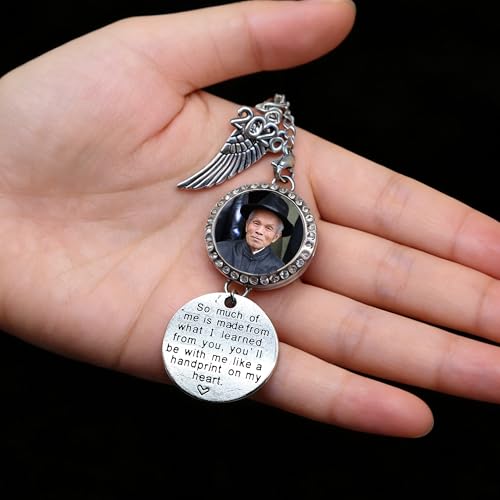 2026 Graduation Tassel Photo Charm Graduation Memorial Tassel Charm Photo Fram with in Loving Memory Card 2026 Graduation Gifts Personalized Memorial Tassel with Angel Wings (Silver) - color: Silver