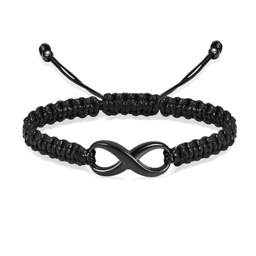 Minicremation Cremation Bracelet for Ashes Infinity Memorial Jewelry Urn Bracelet Braided Rope Adjustable Keepsake Bangle for Women Men - color: Black