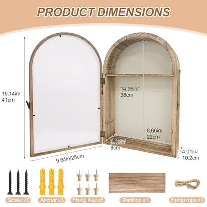 Shadow Box Frame 10x16, Natural Wood Display Case with Linen Back, Deep Picture Frame for Photos, Keepsakes, Flowers, Medals, Memorabilia, DIY Crafts, Wedding or Pet Memory Box Wall & Table Decor