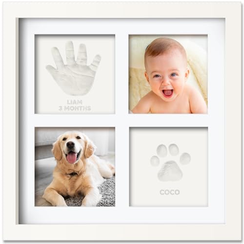 KeaBabies Baby Hand and Footprint Kit, Baby Footprint Kit (Alpine White) | Clay Handprint Keepsake Frame, Pets Paw, Newborn Collage Picture Frame, Personalized New Mom Gifts for Showers & Registry - color: Alpine White
