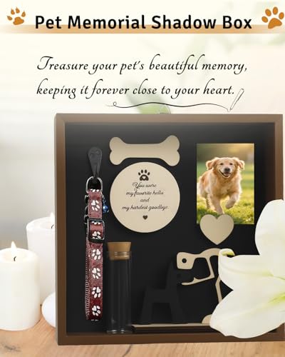 Pet Memorial Gift Shadow Box, 8.6'' Dog Memory Sympathy Gift - color: Brown 8.6x8.6in memorial box